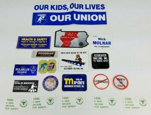 Vintage Mining Union Sticker Lot #3 ~ UMWA, Equipment, Election, Bumper, +++ - Picture 1 of 8