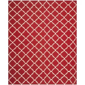 SAFAVIEH Dhurries DHU566B Handwoven Red / Ivory Rug - Picture 1 of 21