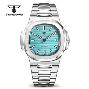 Orologi automatici quadrati 40 mm retrò zaffiro 20 ATM verde luminoso NH35A - Foto 1 di 34