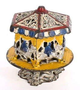 Authentische mechanische Bank aus grauem Eisen Gusseisen Merry Go Round - Bild 1 von 5