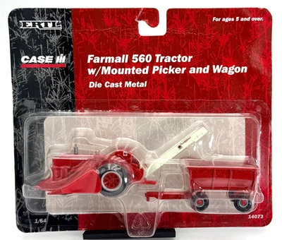 ERTL - Case IH - Farmall 560 Tractor w/Mounted Picker and Wagon - 1:64 Scale - Image 1 of 2