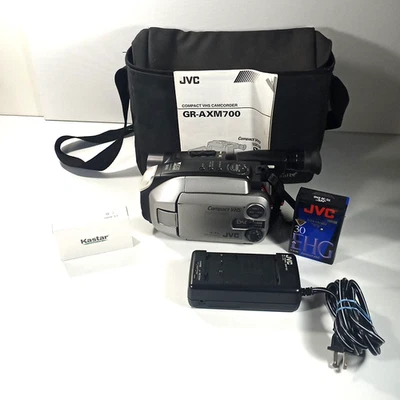 JVC Compact VHS-c  Camcorder Model GR-AXM700U Charger New Battery  Tested - Image 1 of 4