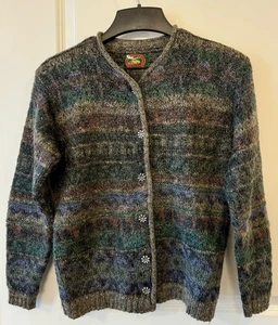Cárdigan suéter vintage ALPS verde Fair Isle mezcla de lana botones de metal talla pequeña - Imagen 1 de 7