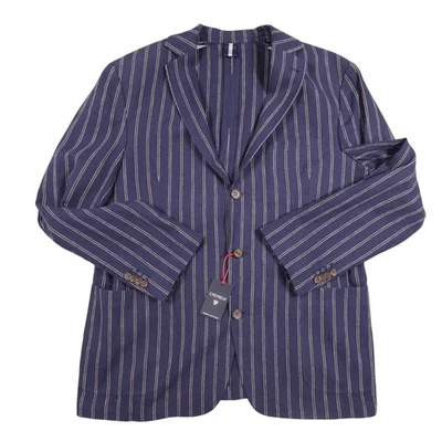 NEW Cremieux Mens Blazer Linen Blend Blue Striped Sport Coat Jacket L MSRP $225 - Image 1 of 4