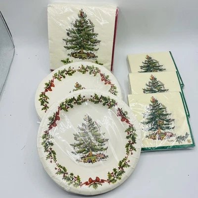 Lot Of  Spode 30 Count Coated Paper Desert Plates /100 Lunch & Drink Napkins - Image 1 of 4