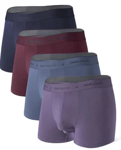 DAVID ARCHY Calzoncillos Boxer Para Hombre Medianos Negros Micro Modal Doble Bolsa Paquete de 4 L - Imagen 1 de 6