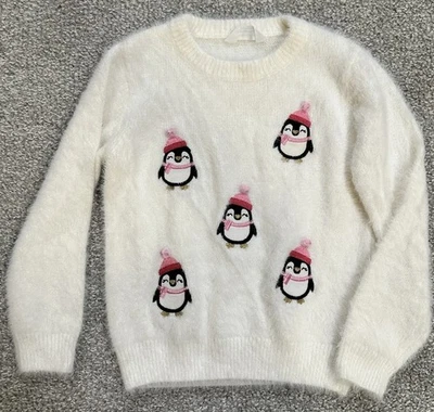Suéter Primark Cares Fuzzy Penguin Niñas 4-5 Años 110cm Crema Navidad Jersey Foto 1 de 4