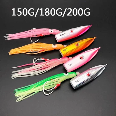Inchiku Rubber Jig Angelköder 150g-200g Metall Isca Leuchtköder Tintenfisch Barsch Haken - Bild 1 von 4
