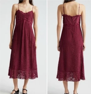 FARM Rio Purple Lace Sleeveless Midi Dress Size L - Afbeelding 1 van 9