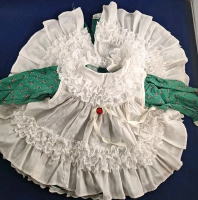 Vtg Bryan Girls Flower Print Green Prairie Dress Ruffles Full Circle *11FB - Image 1 of 4