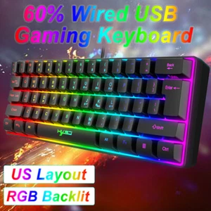 60% Cableado Mecánico RGB Gaming Teclado con 61 Botones USB para Juegos Oficina - Imagen 1 de 16