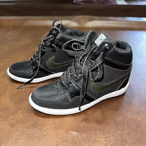 New Nike Force Sky High Black Platform Hidden Wedge Sneakers Womens 6 - Picture 1 of 5