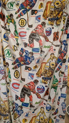VTG 1970's NHL Hockey Teams Twin Size Fitted Sheet - Seals North Stars KC Scouts Cover
