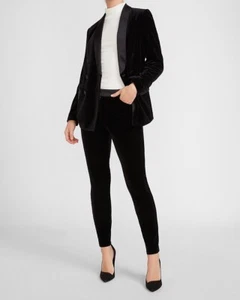 NEW EXPRESS $80 BLACK HIGH WAISTED VELVET SKINNY TUXEDO PANTS SZ 0 - Picture 1 of 3