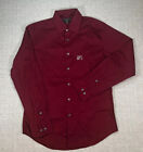Alfani Shirt Adult Medium Red Long Sleeve Dress Shirt Classic Wine Collar Mens