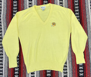 Vtg Green Bay Packers V Neck Sweater Etonic Ladies Sz L Yellow Pullover Knit USA