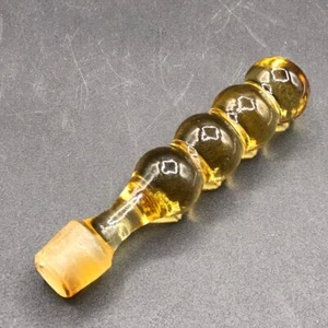 Vintage Mid-Century Modern Amber Glass 4" Four-Bubble Cruet Bottle Stopper - Picture 1 of 5