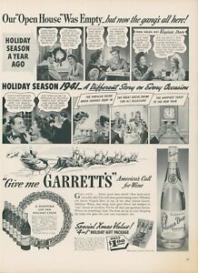 1941 Virginia Dare White Wine Santa Claus Sleight Reindeer Party Vtg Print Ad L9