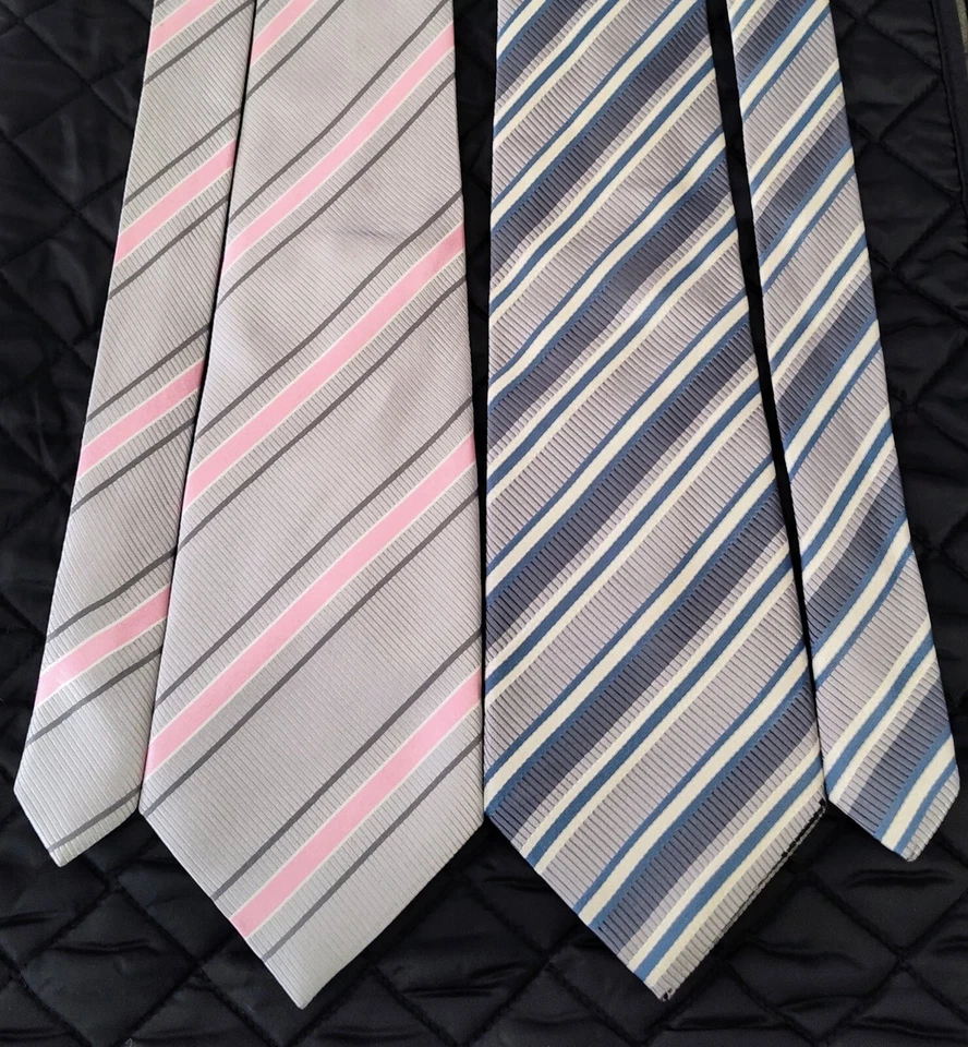 Donald J Trump Signature Collection Corbata de Seda Barra Dorada Gris y Rosa Lote de 2 Ejecutivos Foto 1 de 4