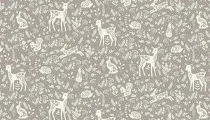 Tela de acolchado Fat Quarter Clara's Garden Animals en gris 100 % algodón - Imagen 1 de 1