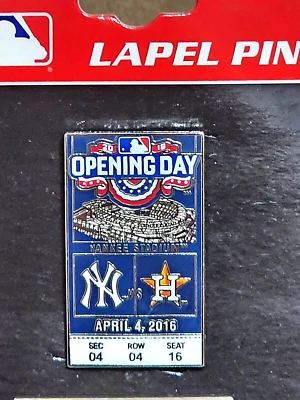 2016 New York Yankees Stadium Opening Day Ticket Stub Pin April 4 Houston Astros - Image 1 of 3