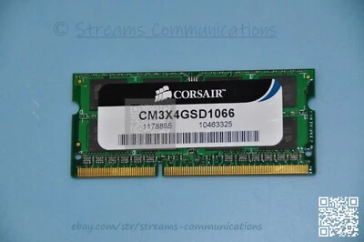 4GB DDR3 Laptop Memory Corsair CM3X4GSD1066 - Image 1 of 3