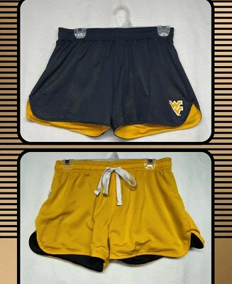 West Virginia Mountaineers Shorts Girls Large logo mesh reversible drawstring - Image 1 of 4