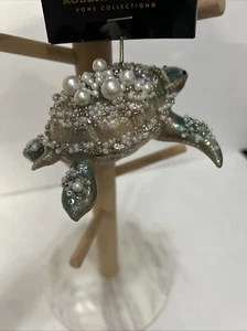 Robert Stanley Glitzy Sea Turtle Blown Glass Christmas Ornament - Picture 1 of 5