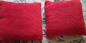 New Listing2 retro Mod sofa bed Pillows furry Fluffy shag w velvet back 16" dark red