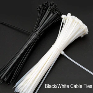 Cable Ties Black/White Nylon Plastic Zip Tie Wraps Small Fastener 3,4,5,8,9 mm - Picture 1 of 8