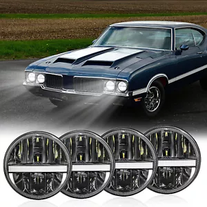 Newest 4pc Halo 5-3/4 5.75" Round LED Headlights for Olds mobile 442 98 Delta 88 - Bild 1 von 13