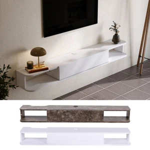 Floating TV Entertainment Unit Stand Wall Mounted TV Cabinet With Cupboard Shelf - Picture 1 of 18