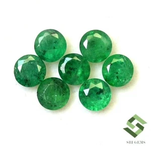 4 mm Natural Emerald Round Cut Lot 07 Pcs 1.67 CTS Calibrated Loose Gemstones - Picture 1 of 5