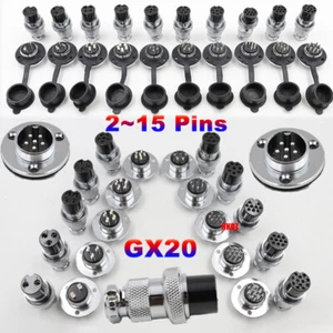 GX20 Aviation Plugs Round Flange Sockets Metal Panel Cable Connectors 2~15 Pins - Picture 1 of 47