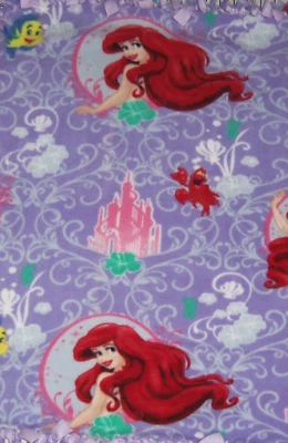 Disney Ariel Little Mermaid Flounder Purple Castle Fleece Craft Fabric 31" NEW - Image 1 of 2