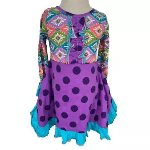 NWT Flit & Flitter Girl's 2T Multicolor Long Sleeve Dress Floral Polka Dot - AC - Picture 1 of 10