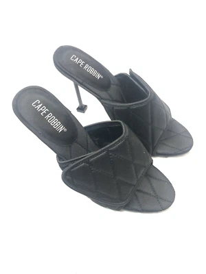 Cape Robbin Womens Size 8.5 Leelee Quillted Stiletto Peep Toe Heels Black - Image 1 of 4