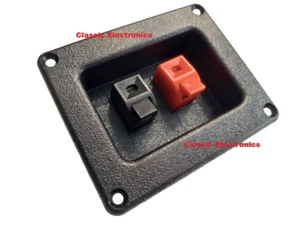 Recessed Push-Terminal Speaker Wire Connector Panel With Red & Black Terminals - Picture 1 of 7