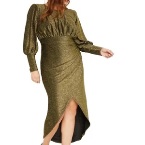 ELOQUII HOLLYWOOD GLAMOUR RETRO GOLD HI-LO STARLET DRESS size 26  NWT - Picture 1 of 6
