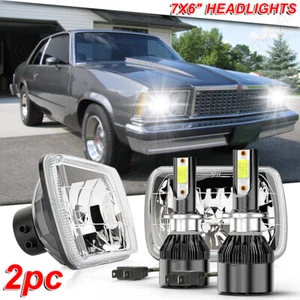 Pair 5X7" 7x6 inch Rectangle LED Headlights 6000K For Chevy Malibu 1978-1980 - Foto 1 di 16
