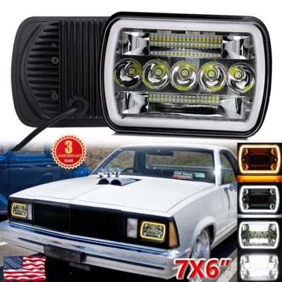 Faro LED 7x6" haz alto/bajo DRL para Chevy Malibu 1978 1979 1980 1981 El Camino Foto 1 de 4