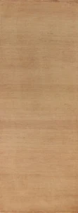 Classic Gabbeh Solid Brown Wool Modern Runner Rug - Timeless Beauty 3x10 ft - Picture 1 of 17
