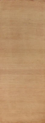 Classic Gabbeh Solid Brown Wool Modern Runner Rug - Timeless Beauty 3x10 ft - Image 1 of 4