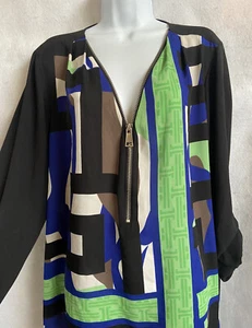 Alfani Blouse 20W Top Blouse  Black Blue Green Zipper - Picture 1 of 10
