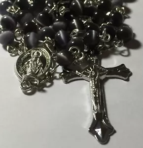 Black Cats Eye Catholic Prayer Rosary Beads - Picture 1 of 3