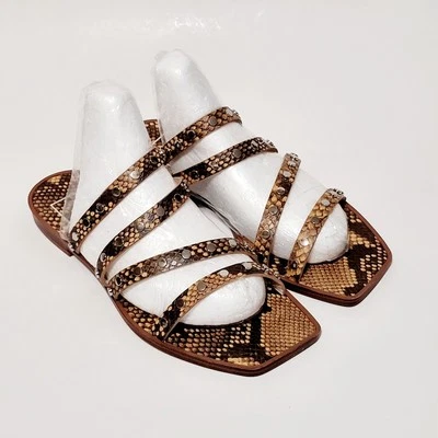 Dolce Vita Izabel Stud Mango Snake Print Square Toe Flat Slide Sandals Wms 6.5M - Image 1 of 4