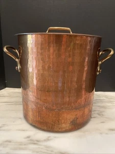 Vintage Williams Sonoma France Hammered Copper 10 Quart Stock Pot 10” Tall - Picture 1 of 15
