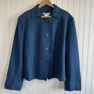 Winter silks blue jacket women size 16  85% silk 15% Wool NWT - Picture 1 of 9