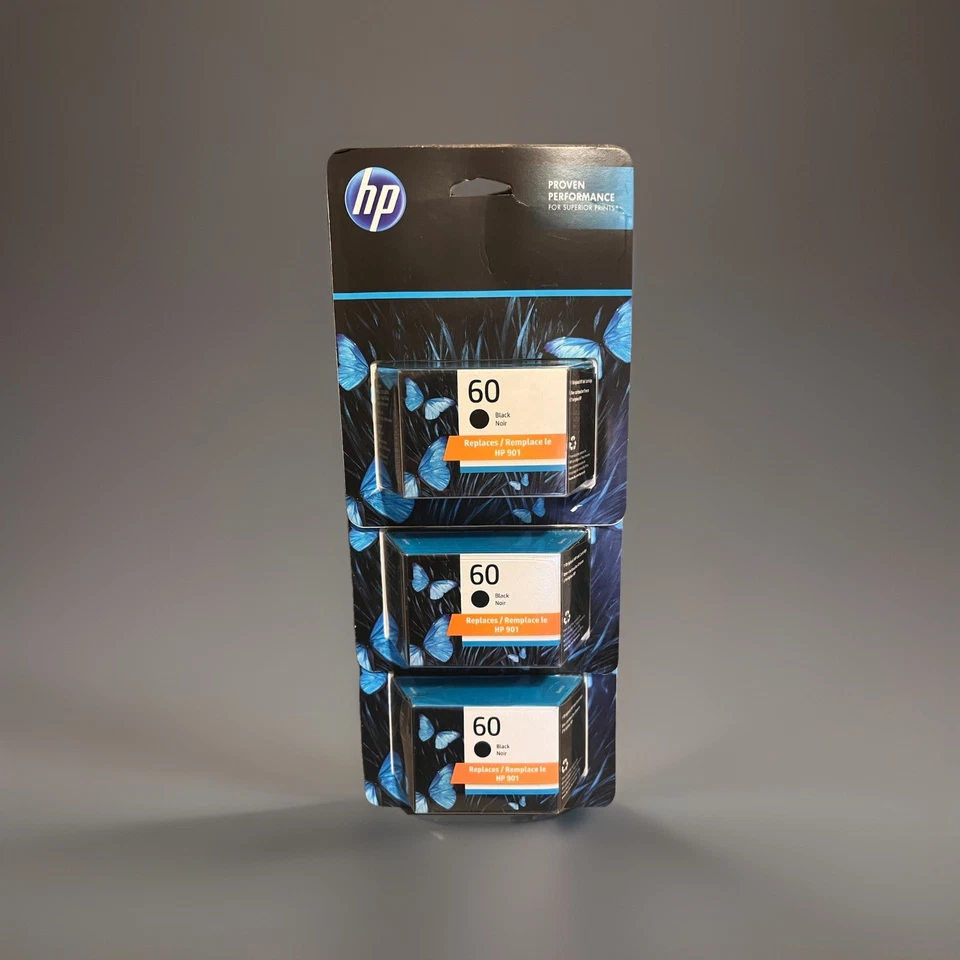 3x HP 60 Black Ink Cartridge Replaces HP 901 • Genuine | Warranty 2025 - Image 1 of 2