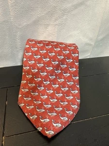 Brooks Brothers Red & Blue Whale Novelty Motif Woven Silk Tie Made in USA - Picture 1 of 5